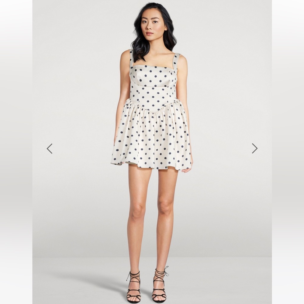 Self-Portrait Cream and Black Polka Dot Kids Dress US4
